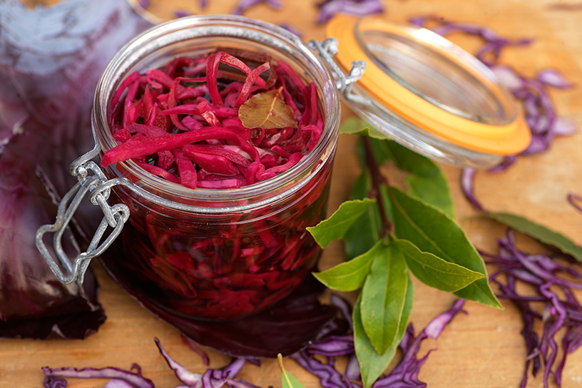 Rode kool in een potje